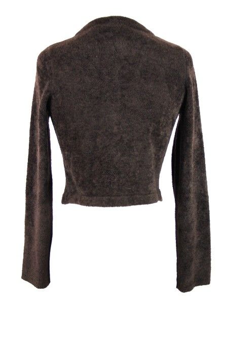 New MOTH ANTHROPOLOGIE Dark Brown Cropped Tie CARDIGAN SWEATER SHIRT 