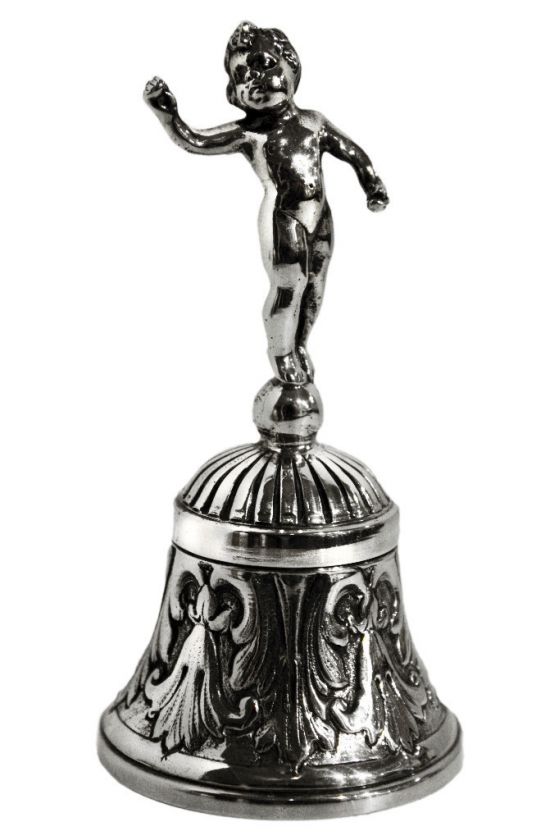 ANTIQUE EUROPEAN SILVER FIGURATIVE PUTTO BELL  