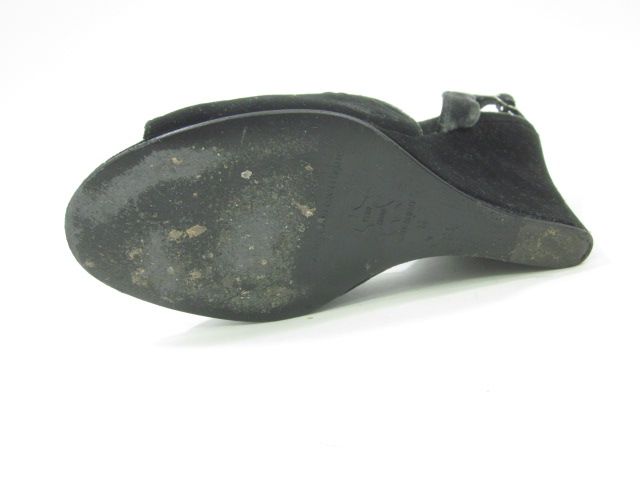 SIGERSON MORRISON Black Velvet Open Toe Wedges Sz 8.5 B  