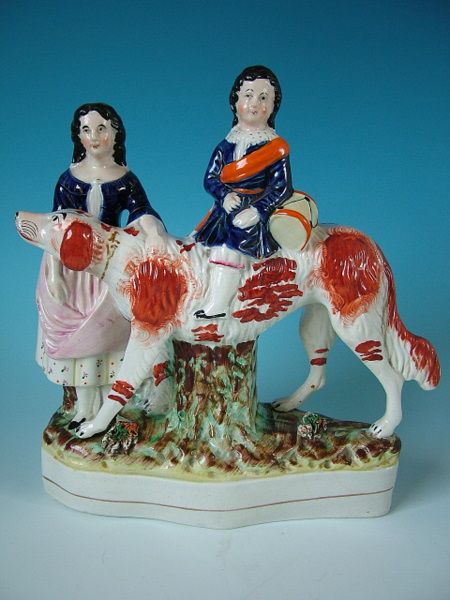 Staffordshire Royal children & dog figure  