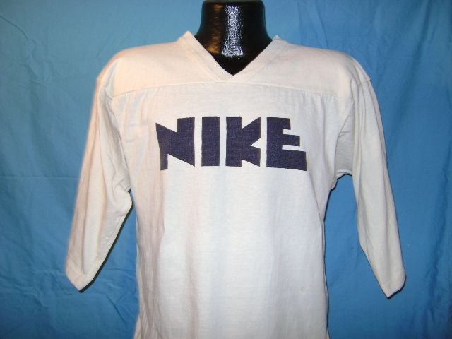 vintage NIKE BLOCK LOGO JERSEY 70S PINWHEEL ORANGE TAG t shirt M 