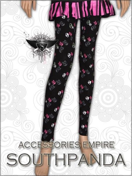 SL193 Black Skull Pattern Stretch Tights Pants Leggings  