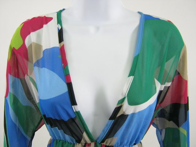 DANIEL BENJAMIN Multi Colored Long Sleeve Blouse Top M  