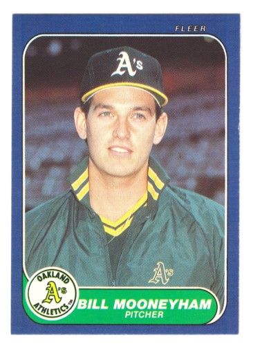 BILL MOONEYHAM   1986 FLEER   OAKLAND AS #U 77   EX  