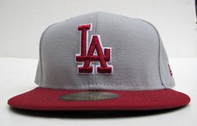 LA Dodgers Grey On Burgandy All Sizes Cap Hat by New Era  