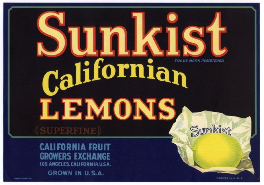   ~ORIGINAL 1930s AUTHENTIC LOS ANGELES LEMON FRUIT CRATE LABEL  