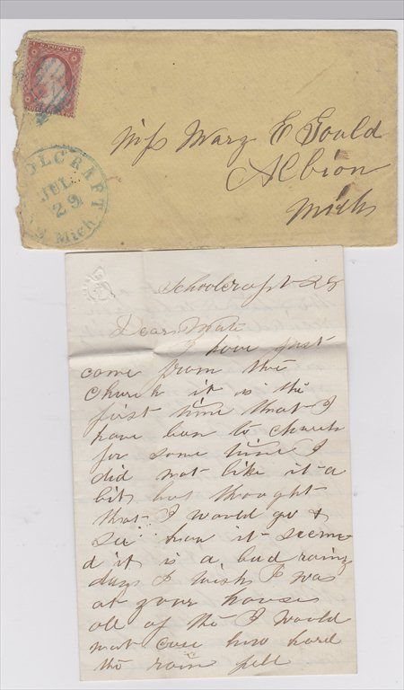 Schoolcraft to Albion MI 1860s Cover & Letter  