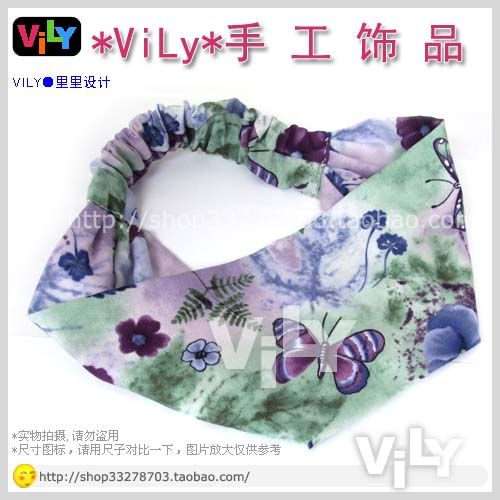 11cm Elastic Head Wrap Scarf Soft Headband Butterfly  