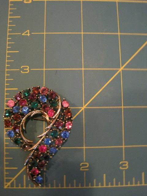 Vintage Rhinestone Question Mark Brooch Multi Color Stones  