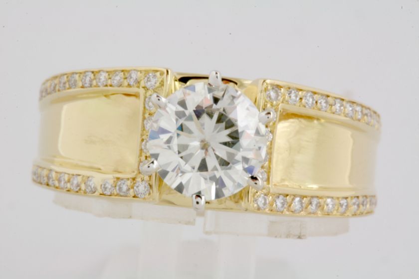 18K 2 Tone Gold 1.5 Ct Moissanite Fashion Ring Diamonds  