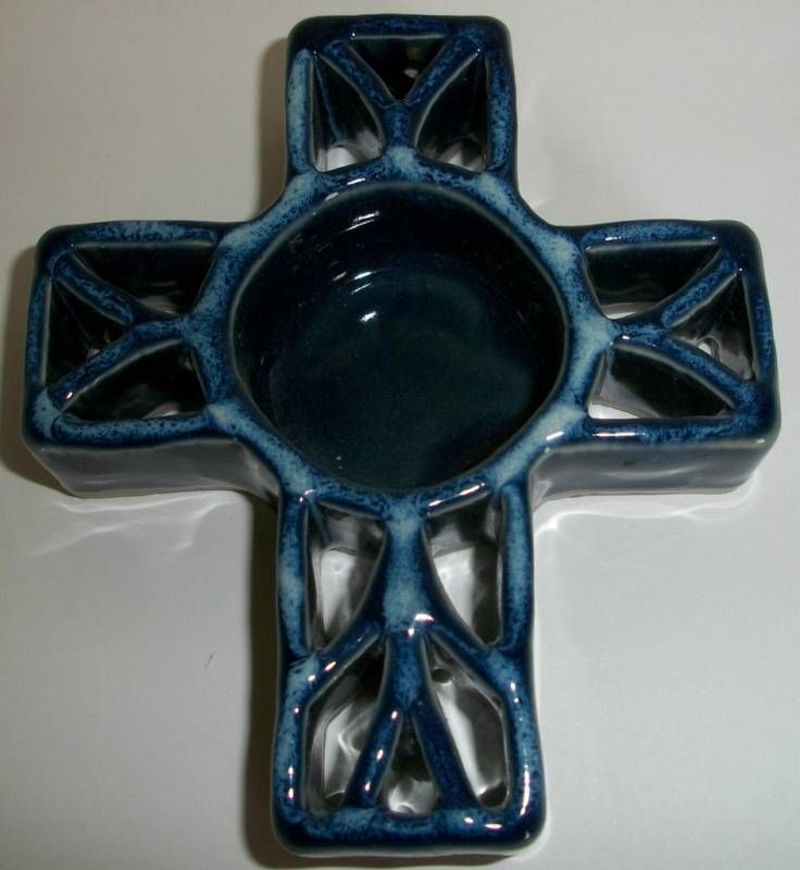 Bay Pottery, Broadway, VA, Handcrafted Cross Candle Pot  