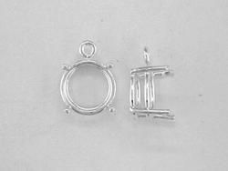 Round 4 Prong Wire Mount Dangle Setting Sterling Silver  