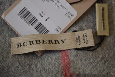 NWT BURBERRY 100% CASHMERE $375 UNISEX GREY NOVA CHECK SCARF~SCOTLAND