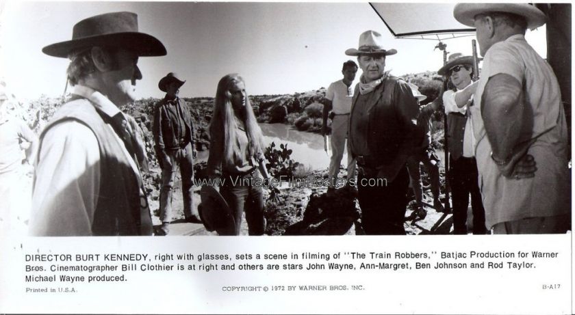 JOHN WAYNE, origl 1973 production still, TRAIN ROBBERS  