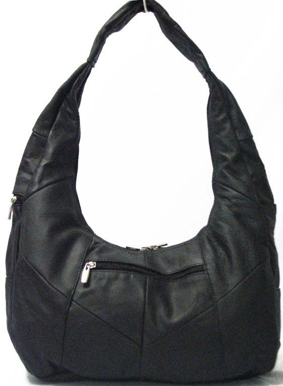 Pebbled Genuine Leather Bag Shoulder Purse Black Hobo Large Nwt New 