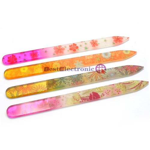 Color 5.5 Crystal Glass Nail File Durable Case Set  