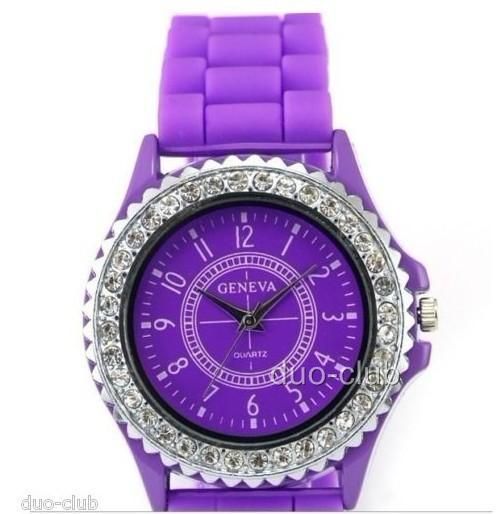   Classic Gel Silicone Band Crystal Men Lady Jelly Wrist Watch  