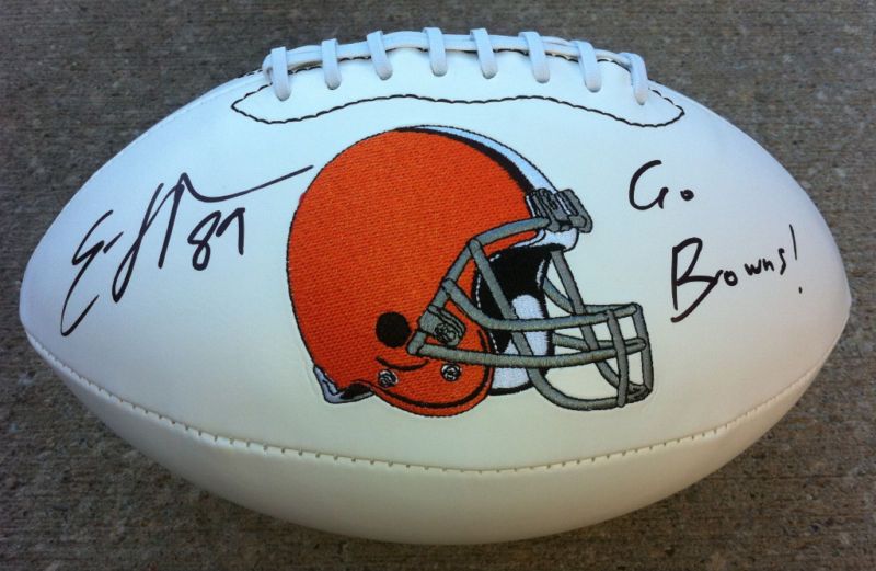 Cleveland Browns EVAN MOORE Signed Auto Football COA  