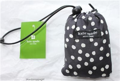 NWT KATE SPADE RAINSPOT Black and White Polka Dot Foldable Shopping 