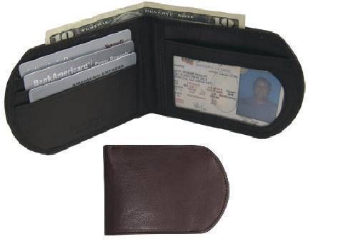 NEW LONDON STITCH BROWN LEATHER ROUNDED FRONT POCKET CREDIT CARD ID 
