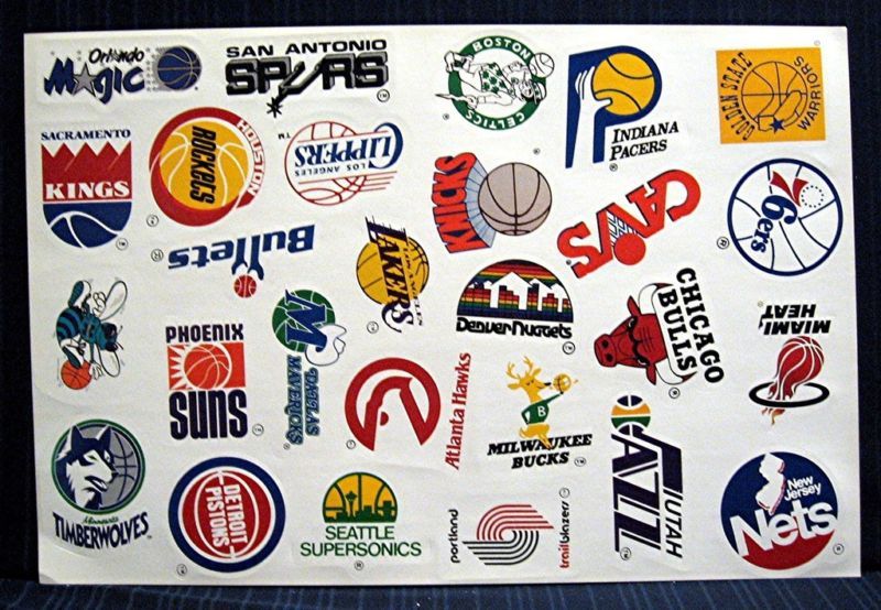 1980s NBA Basketball Team Logos Complete Sticker Sheet  