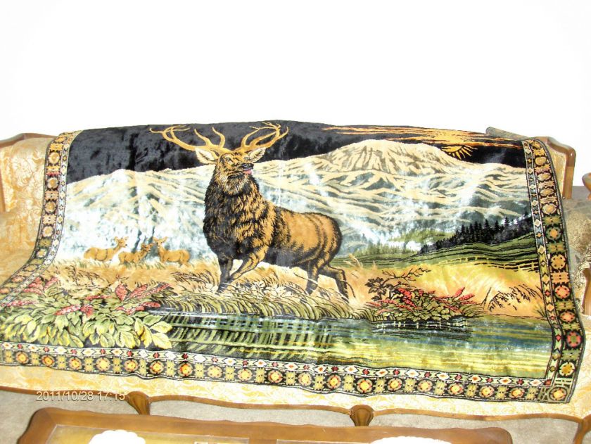 VINTAGE TAPESTRY HUGE ELK TAPESTRY deer tapestry  