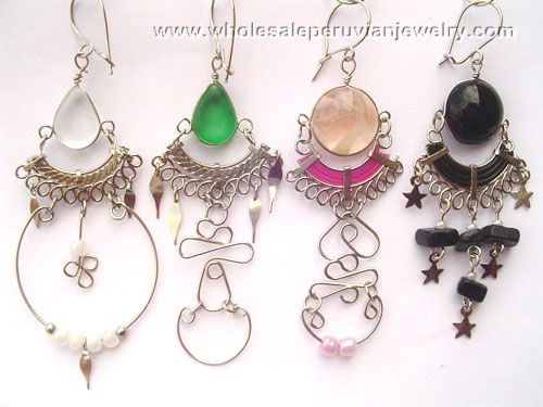 10 GLASS INCA EARRINGS PERUVIAN JEWELRY WHOLESALE  