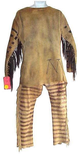 INDIAN FRINGED HANDPAINTED BUCKSKIN HORSEHAIR OUTFIT  