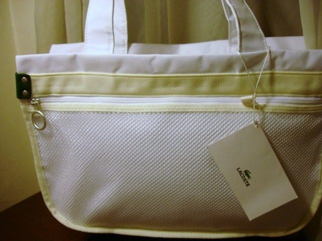 LACOSTE IZOD WHITE NYLON HANDBAG NWT  