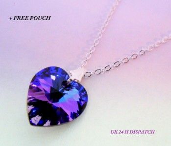 GENUINE SWAROVSKI HEART HELIOTROPE CRYSTAL & NECKLACE  