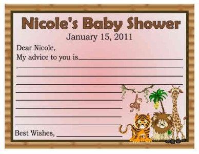 20 JUNGLE BABY SHOWER FAVORS ADVICE CARDS  