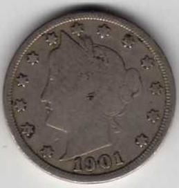 1901 US Liberty Head Five Cent (Nickel)  