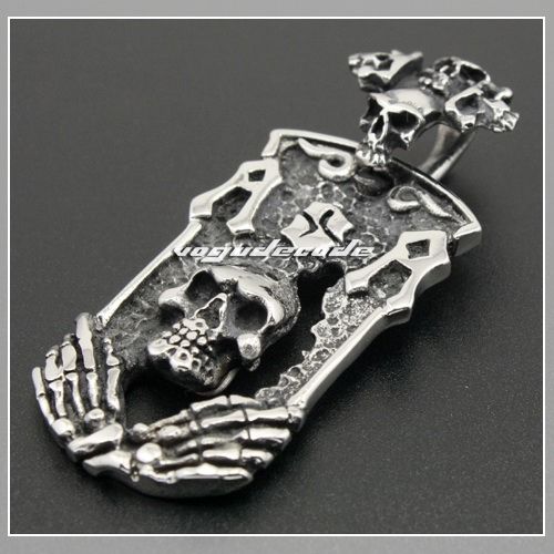 Skull Dog Tag 316L Stainless Steel Men`s Pendant & Necklace 3G003 