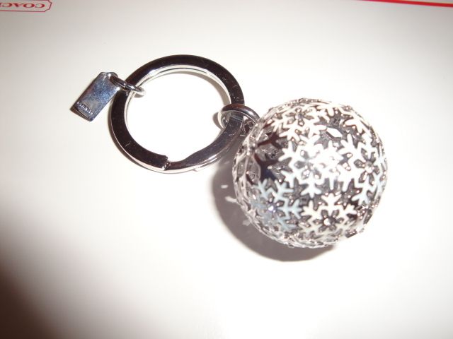 NEW Coach Crystal Snowflake Ball Dangle Keychain Keyfob Key Fob  