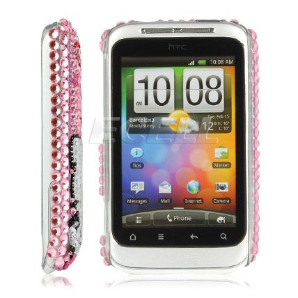 PINK HELLO KITTY BLING BACK CASE FOR HTC WILDFIRE S  