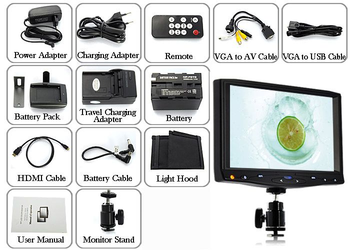 Inch On Camera HD DSLR LCD Field Monitor Video Camcorder(1080P, HDMI 