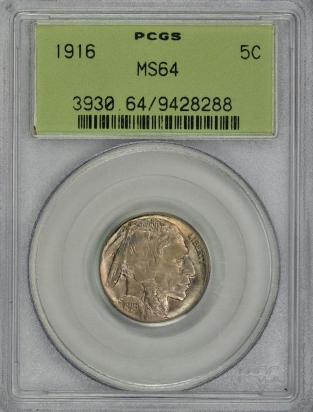 1916 BUFFALO NICKEL PCGS MS 64 NICE TONE OGH  