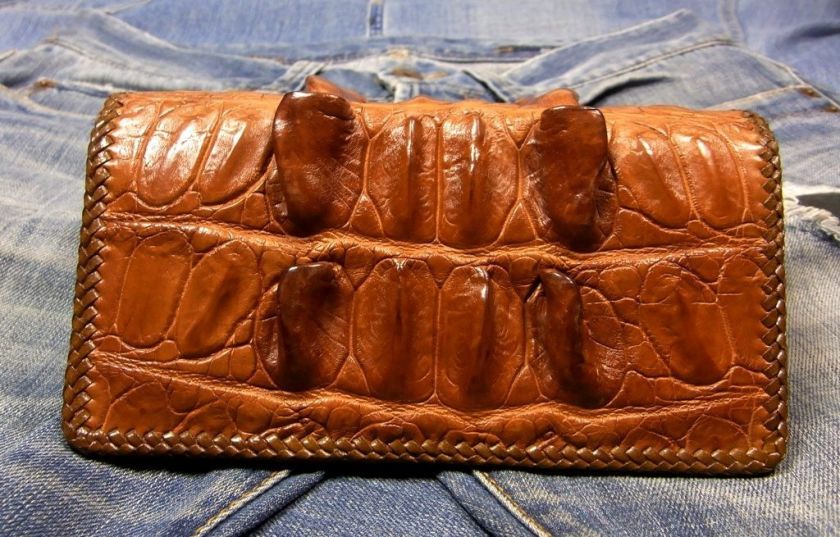 New CUSTOM CROCODILE ALLIGATOR TAIL STITCH EDGE PASSPORT HOLDER 