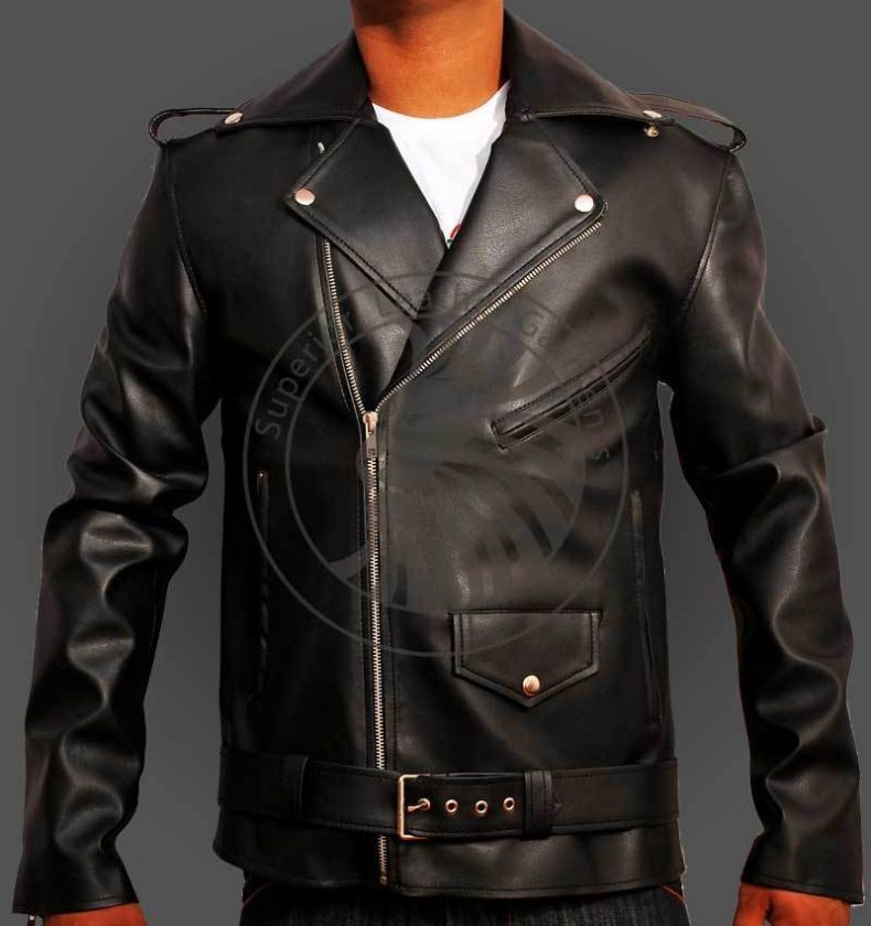 Mens New Biker Leather Brando Faux Leather Jacket BNWT  