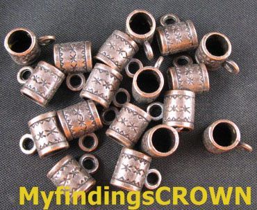 120 Antiqued copper 5mm hole decorative bail FC417  