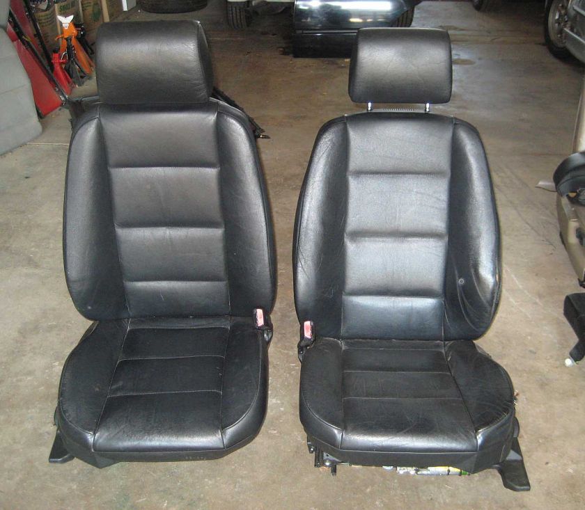 BMW E36 Front Seat Pair Black Leather 94 325i 318i 4dr  