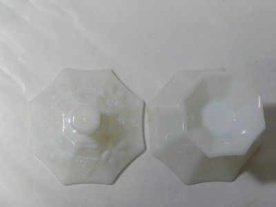 Vintage Milk Glass Candy DIsh Pedestal fruit design  