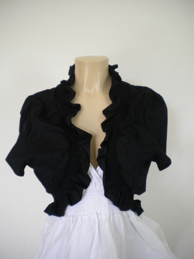 Black Ruffle Bolero Top, Shrug, Cover, Plus 1X 2X 3X  