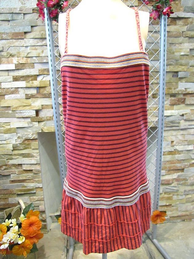 FREE PEOPLE DRESS HALTER RED STRIPES SZ M  