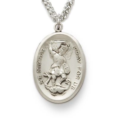 St. Michael Guardian Angel Sterling Silver Necklace Med  