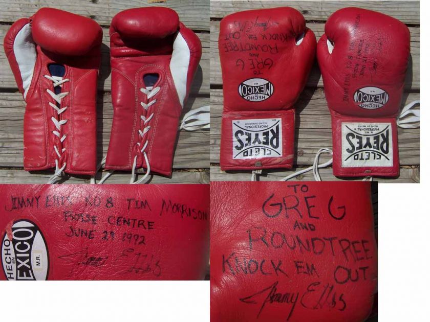 VINTAGE 1992 JIMMY ELLIS SIGNED REYES BOXING GLOVES  