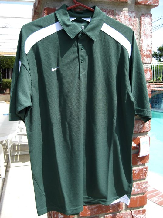 Mens Nike End Line Coaches Polo Shirt Green/White NWT  