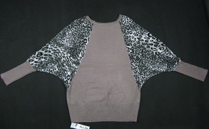   leopard lon g sleeve knit loose Cardigan Tops Knitwear Sweater 2 4 6 8