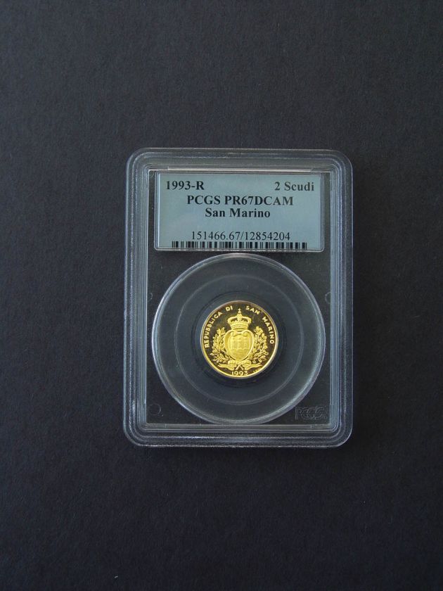 1993 R San Marino Gold 1 2 Scudo PCGS PR68 67DCAM  