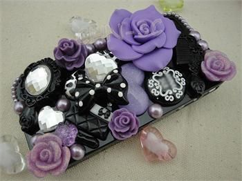 New Lovely Bling Crystal 3D Flower Bow Black Case Cover Skin For 